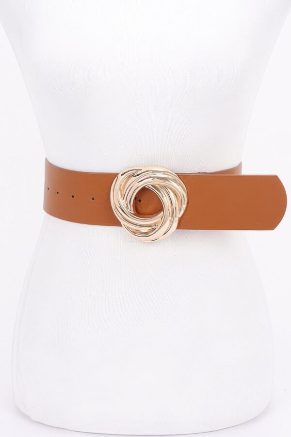 Knot-Detail PU Waist Belt with Metal Buckle
