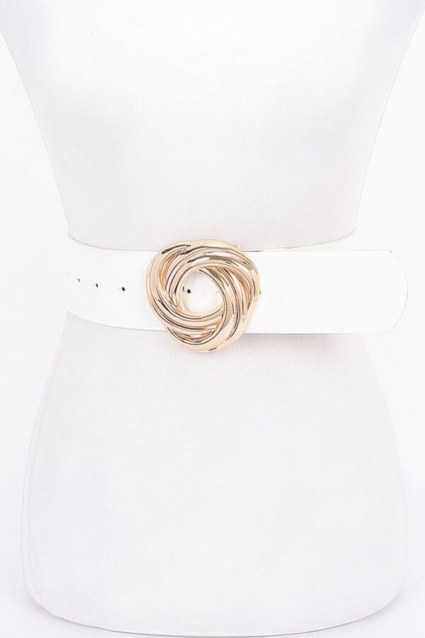 Knot-Detail PU Waist Belt with Metal Buckle