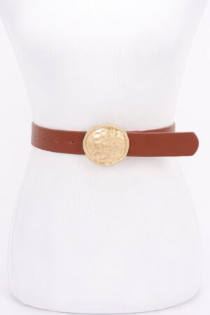 Chic Luxe Slim PU Belt with Metal Buckle Accent