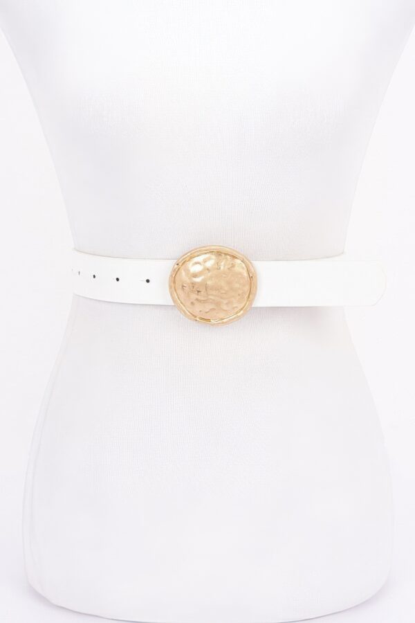 Chic Luxe Slim PU Belt with Metal Buckle Accent