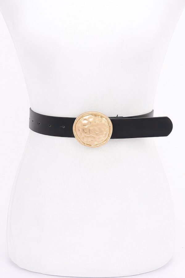 Chic Luxe Slim PU Belt with Metal Buckle Accent