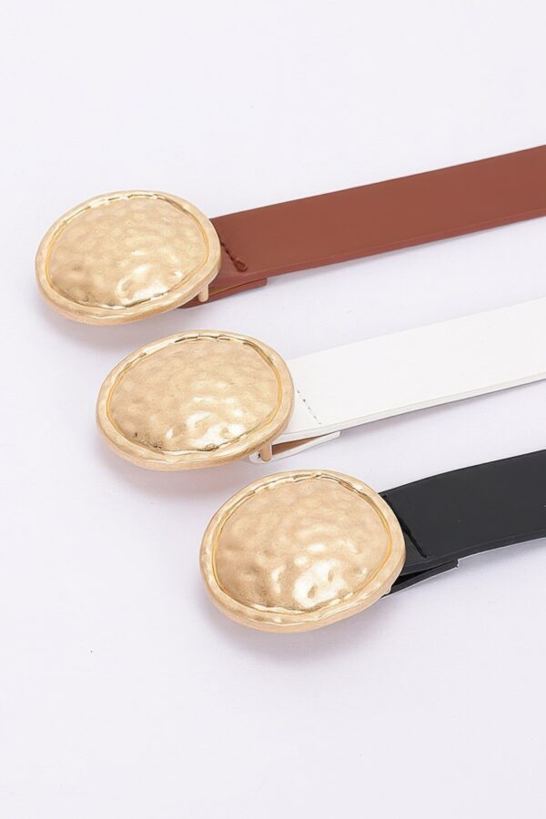 Chic Luxe Slim PU Belt with Metal Buckle Accent