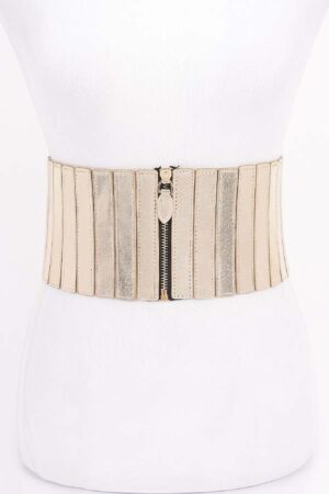 PU Zip-Front Wide Elastic Belt – Structured Waist