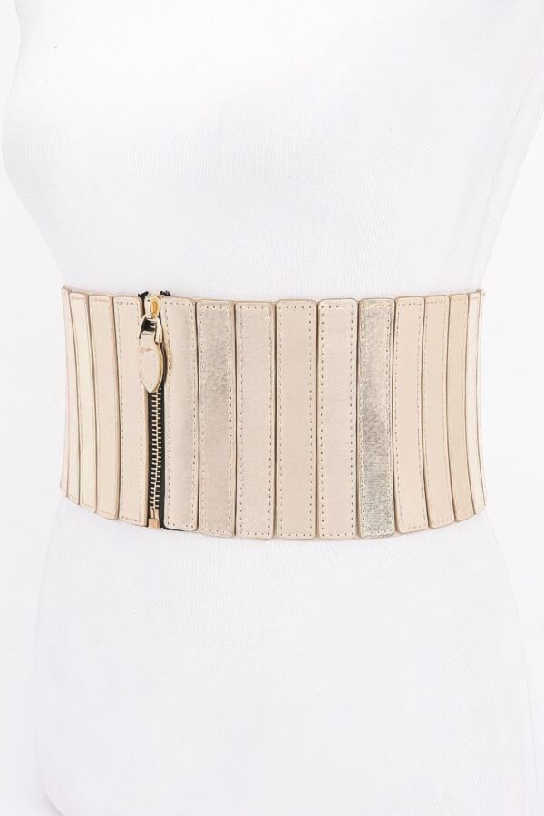 PU Zip-Front Wide Elastic Belt – Structured Waist
