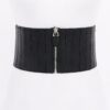 PU Zip-Front Wide Elastic Belt – Structured Waist