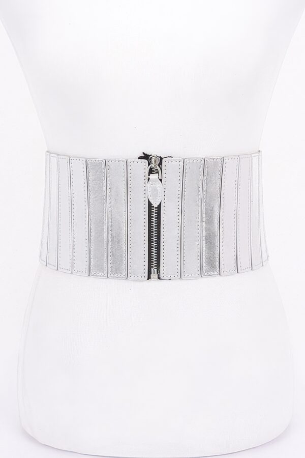 PU Zip-Front Wide Elastic Belt – Structured Waist