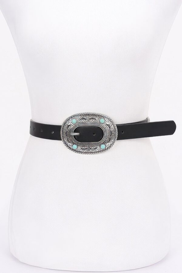 Vintage Multi-Metal PU Belt with Bead Detail