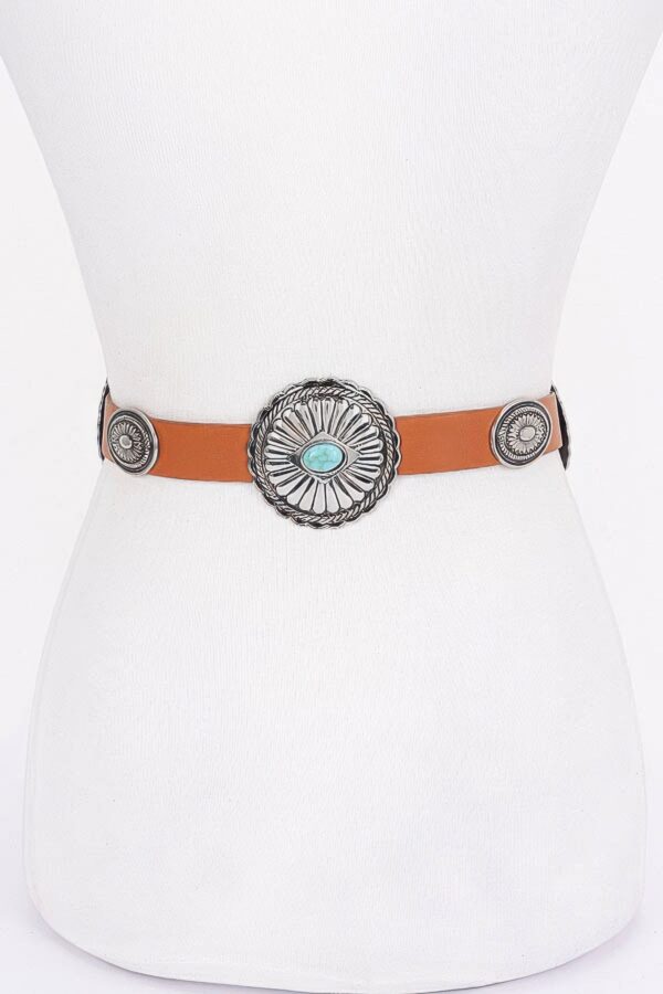 Vintage Multi-Metal PU Belt with Bead Detail