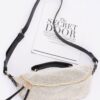 Polyurethane Crossbody Bag with Bold Strap – White