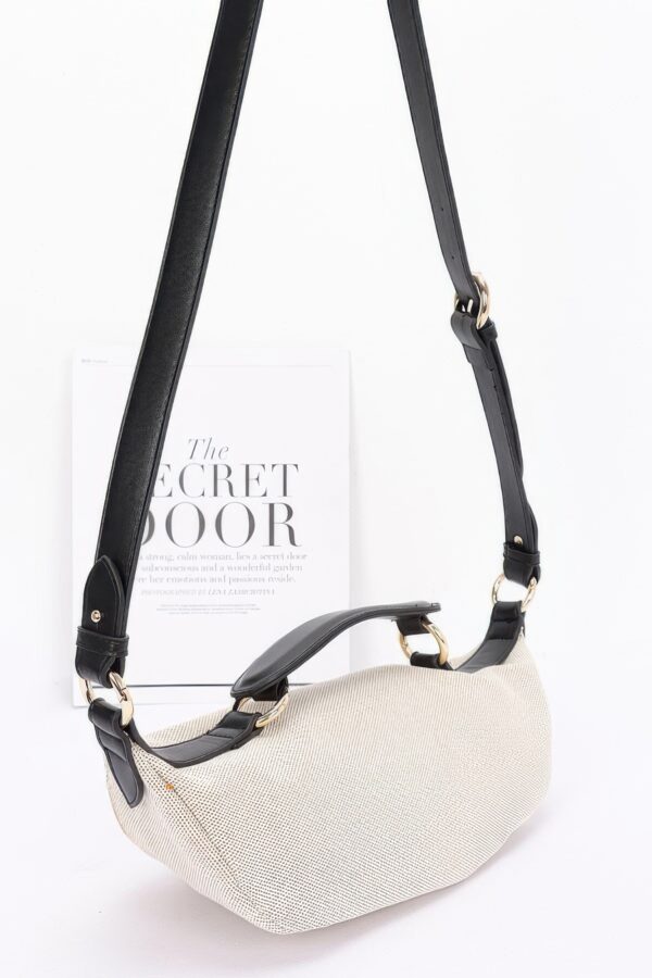 Polyurethane Crossbody Bag with Bold Strap – White
