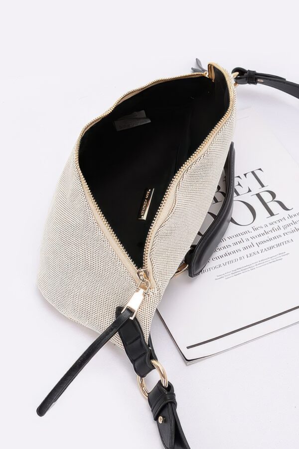 Polyurethane Crossbody Bag with Bold Strap – White