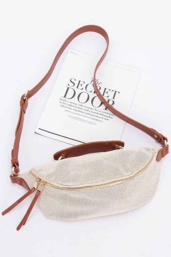 Polyurethane Crossbody Bag with Bold Strap – White