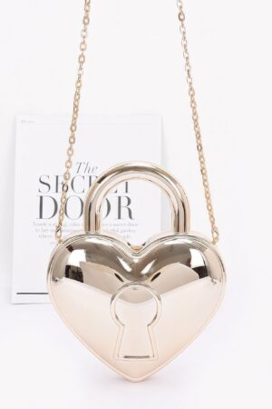 Heartbeat Metallic Acrylic Heart Bag with Chain Strap
