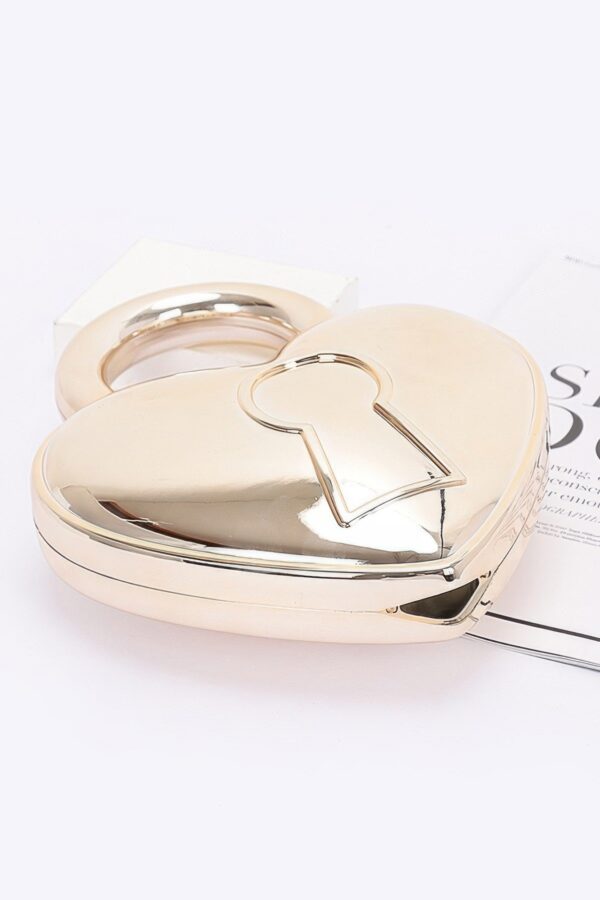 Heartbeat Metallic Acrylic Heart Bag with Chain Strap