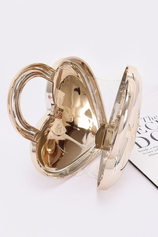 Heartbeat Metallic Acrylic Heart Bag with Chain Strap