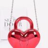 Heartbeat Metallic Acrylic Heart Bag with Chain Strap