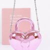 Heartbeat Metallic Acrylic Heart Bag with Chain Strap