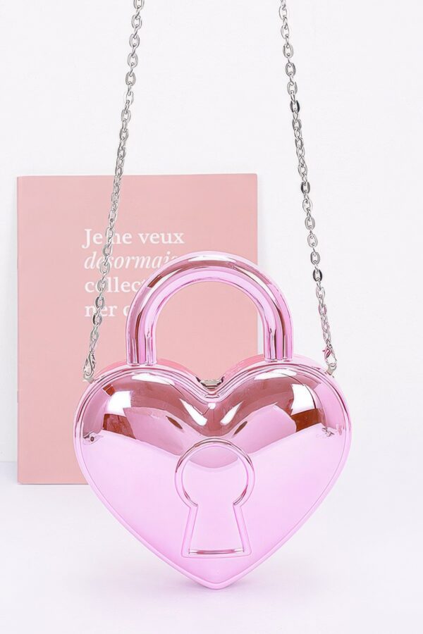 Heartbeat Metallic Acrylic Heart Bag with Chain Strap