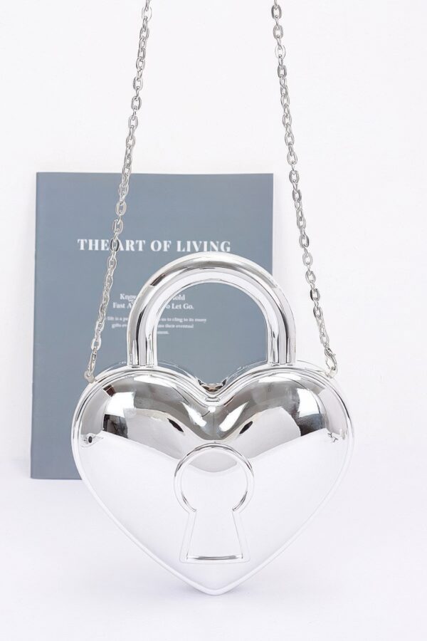 Heartbeat Metallic Acrylic Heart Bag with Chain Strap