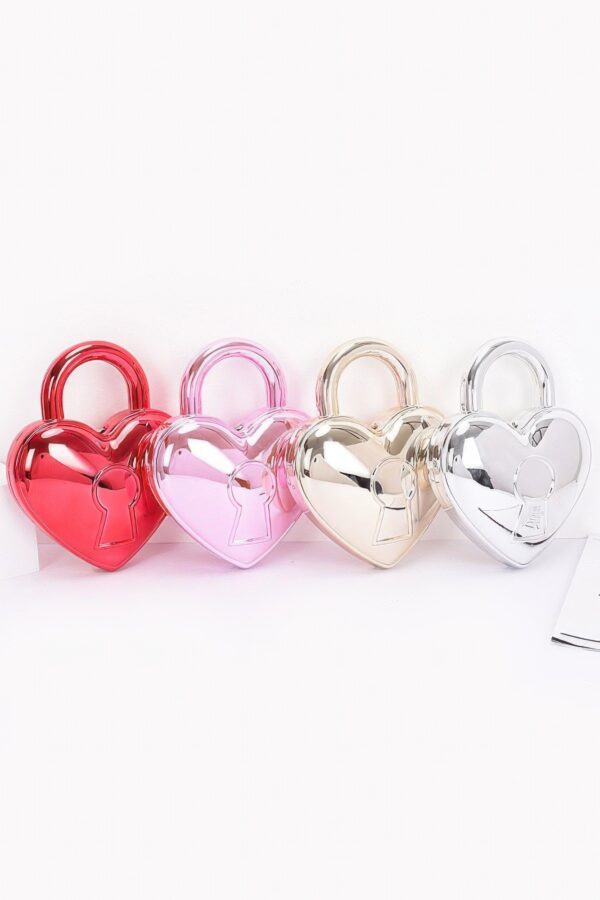 Heartbeat Metallic Acrylic Heart Bag with Chain Strap