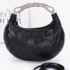 Braided Faux Leather Clutch with Metal Handle