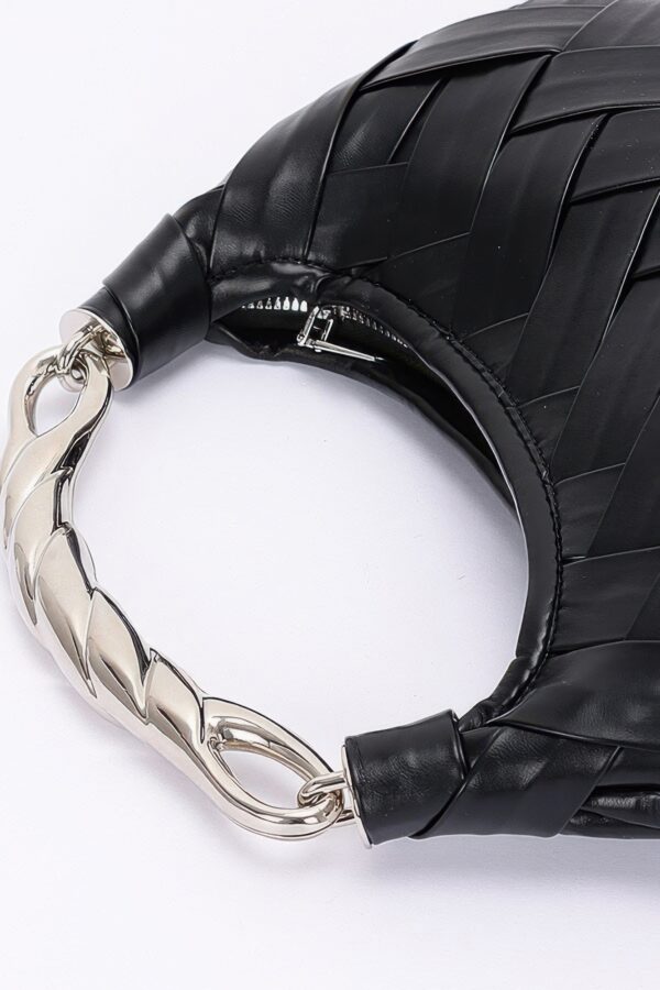 Braided Faux Leather Clutch with Metal Handle