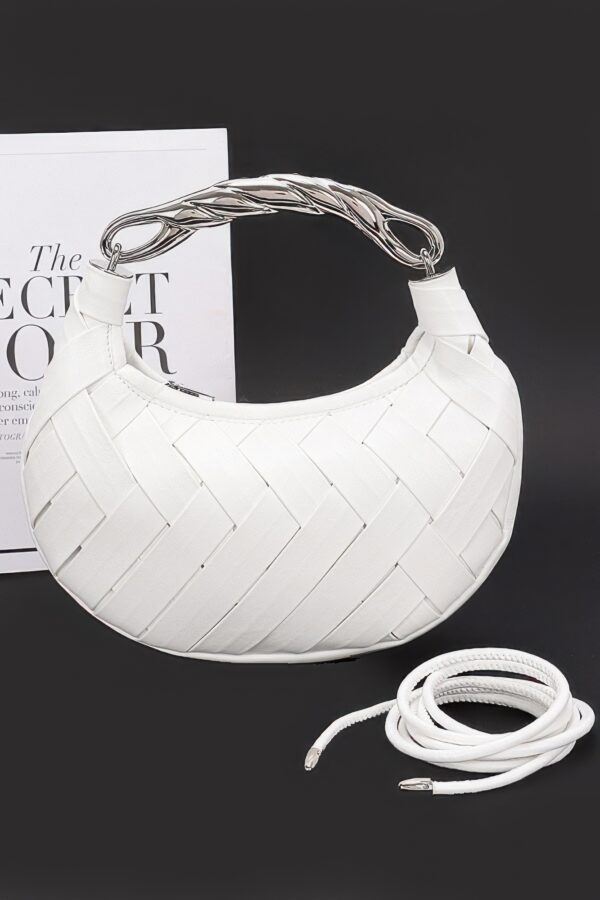 Braided Faux Leather Clutch with Metal Handle