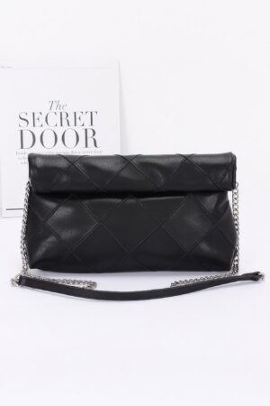 Mystique Quilted Faux Leather Clutch – Chain Strap