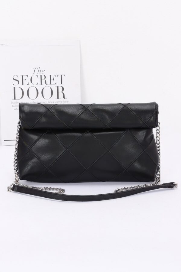 Mystique Quilted Faux Leather Clutch – Chain Strap