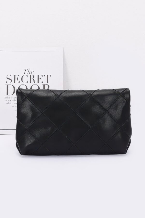 Mystique Quilted Faux Leather Clutch – Chain Strap
