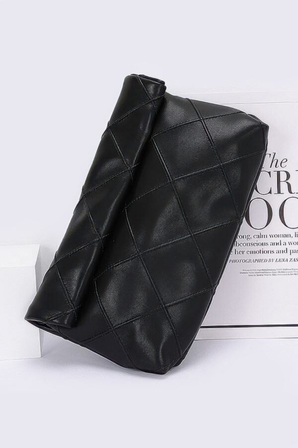 Mystique Quilted Faux Leather Clutch – Chain Strap