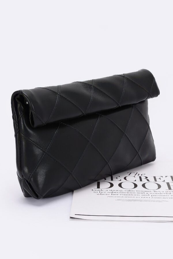 Mystique Quilted Faux Leather Clutch – Chain Strap