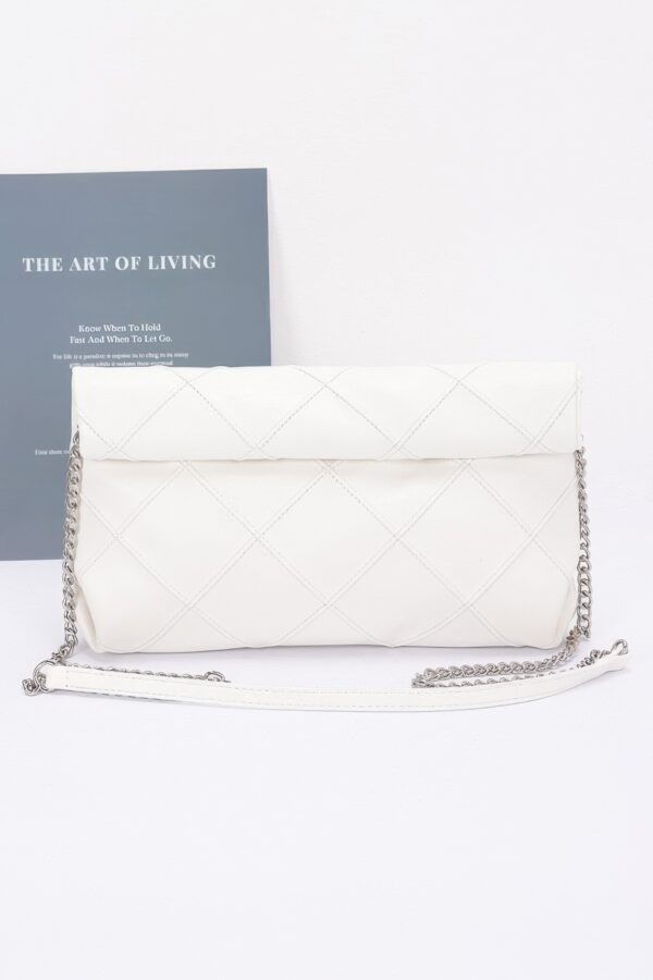 Mystique Quilted Faux Leather Clutch – Chain Strap