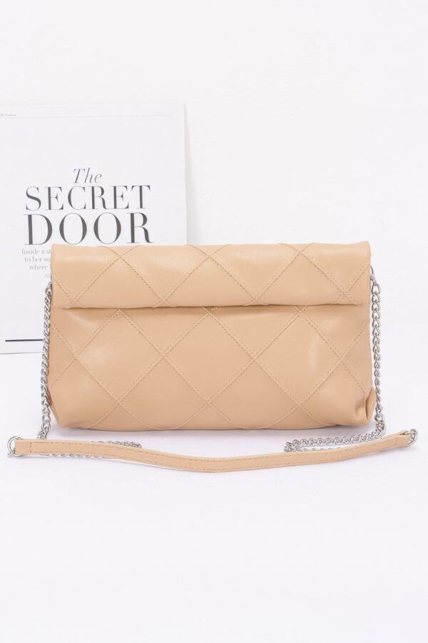 Mystique Quilted Faux Leather Clutch – Chain Strap