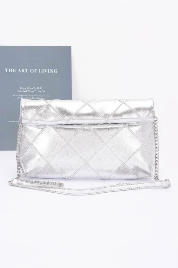 Mystique Quilted Faux Leather Clutch – Chain Strap