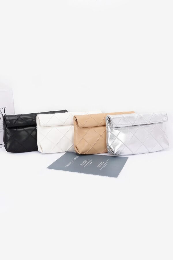 Mystique Quilted Faux Leather Clutch – Chain Strap