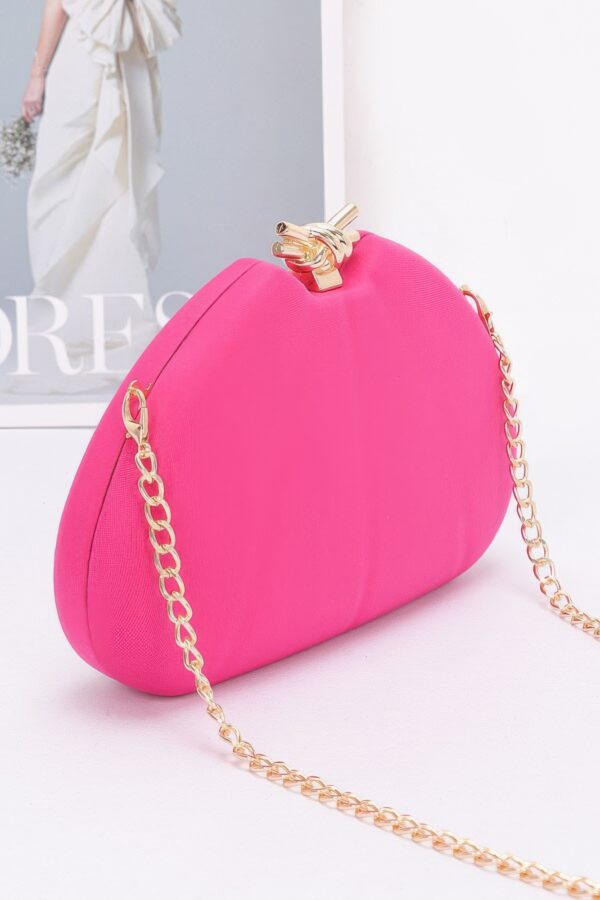 Satin Case Bag with Gold Chain – Structured Evening Clutch
