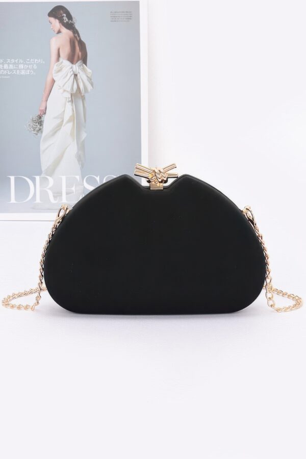 Satin Case Bag with Gold Chain – Structured Evening Clutch