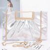 Gilded Noir Faux Leather Clutch with Gold Handle