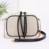 Canvas Bowling Bag with Gold Chain – Beige
