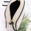 Canvas Bowling Bag with Gold Chain – Beige