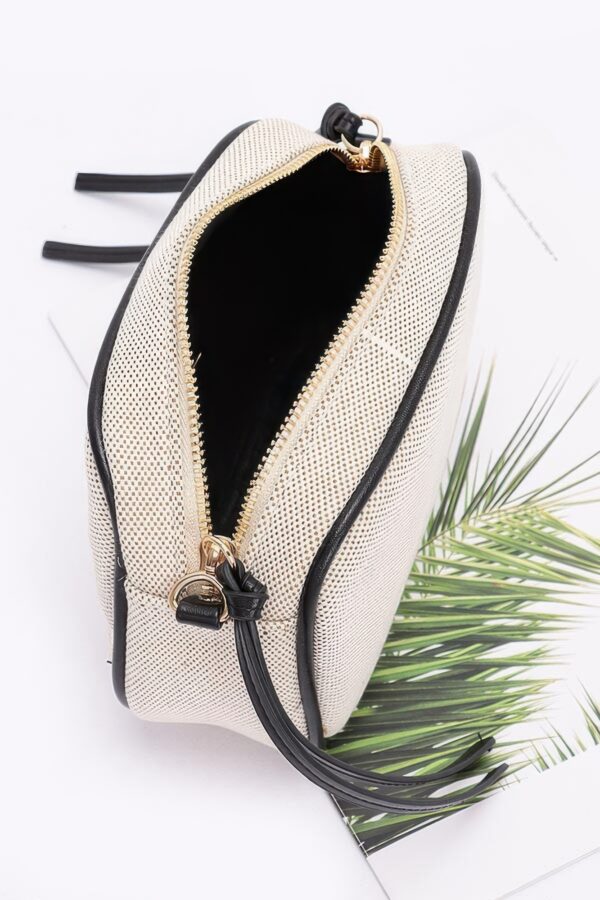 Canvas Bowling Bag with Gold Chain – Beige