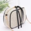 Canvas Bowling Bag with Gold Chain – Beige