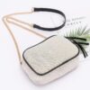 Canvas Bowling Bag with Gold Chain – Beige