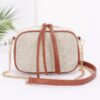 Canvas Bowling Bag with Gold Chain – Beige