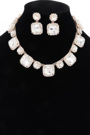 Rhinestone Necklace & Earring Set – 12.5″ Sparkle