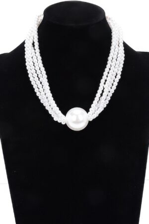 Three-Strand Faux Pearl Necklace – Luminous White