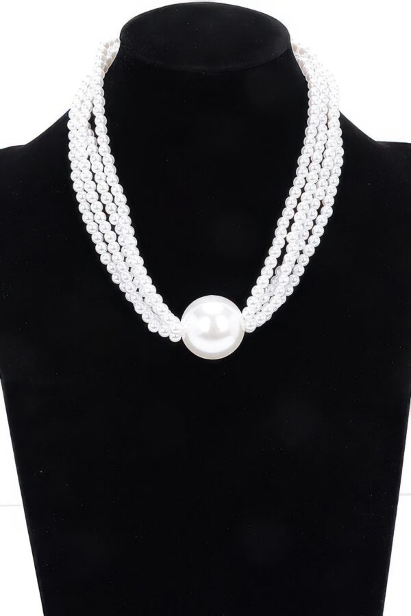 Three-Strand Faux Pearl Necklace – Luminous White