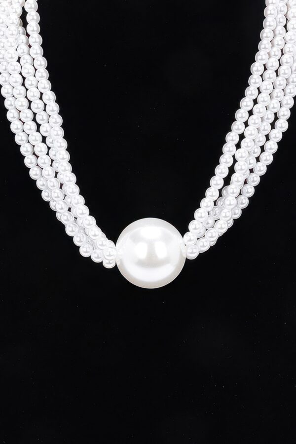 Three-Strand Faux Pearl Necklace – Luminous White