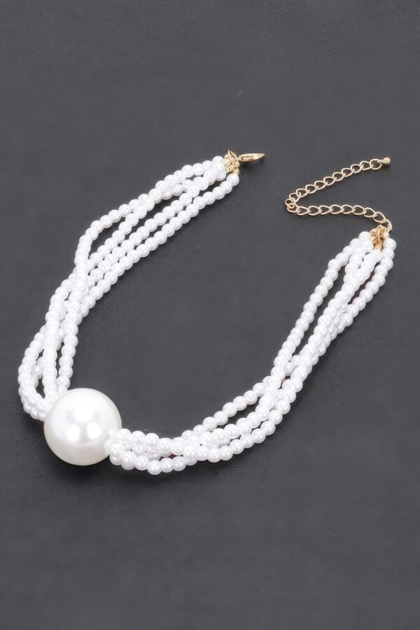 Three-Strand Faux Pearl Necklace – Luminous White
